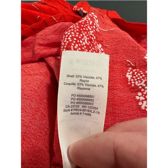 Aritzia Wilfred Red Floral Gallery Button Front Midi Dress Medium Boho Cottage - Picture 13 of 13